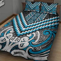 Maori Tukutuku Taniko Motifs Quilt Bed Set Turquoise Poutama Mix Kowhaiwhai LT7 - Polynesian Pride