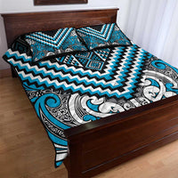 Maori Tukutuku Taniko Motifs Quilt Bed Set Turquoise Poutama Mix Kowhaiwhai LT7 - Polynesian Pride
