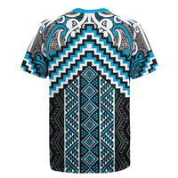 Maori Tukutuku Taniko Motifs Rugby Jersey Turquoise Poutama Mix Kowhaiwhai