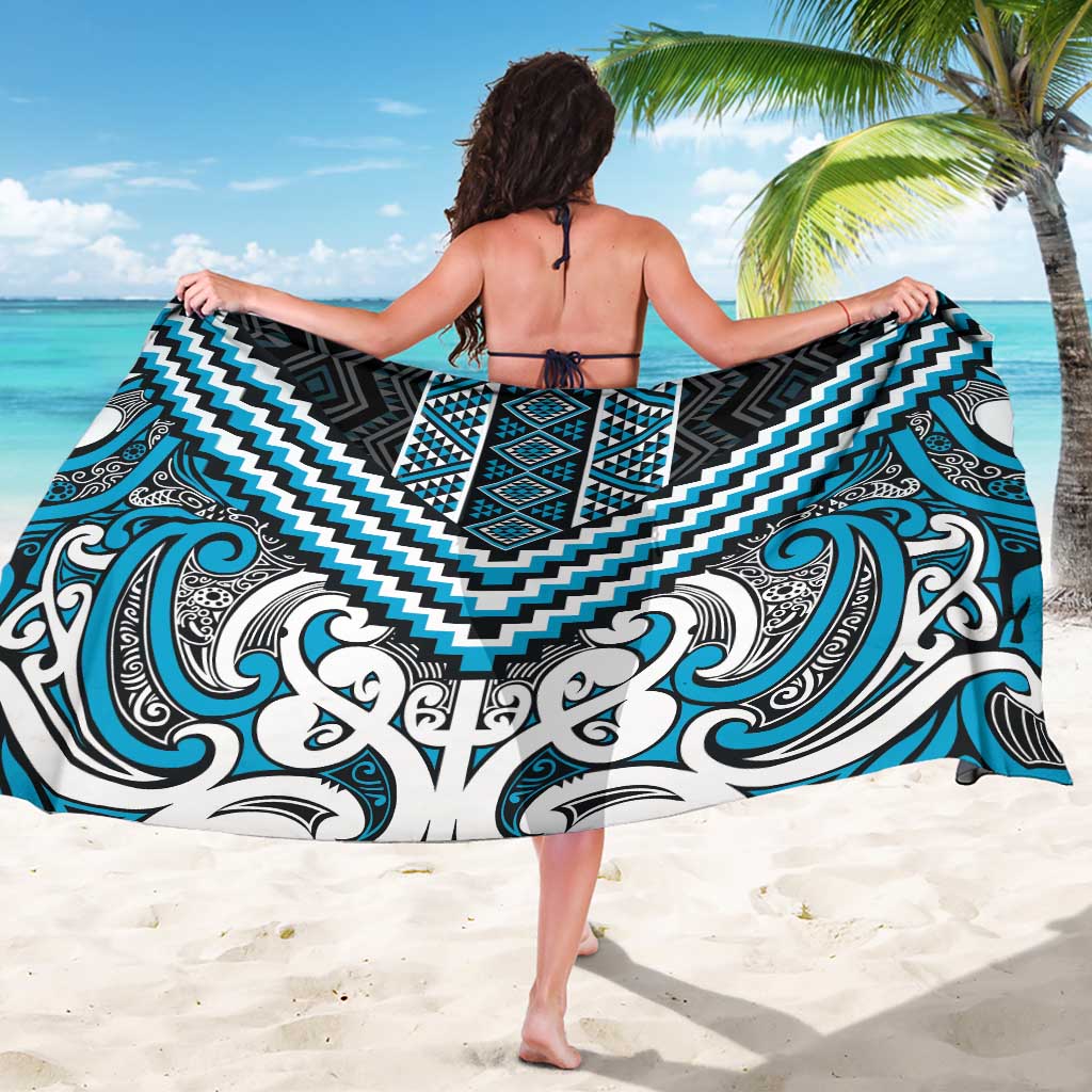 Maori Tukutuku Taniko Motifs Sarong Turquoise Poutama Mix Kowhaiwhai