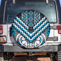 Maori Tukutuku Taniko Motifs Spare Tire Cover Turquoise Poutama Mix Kowhaiwhai