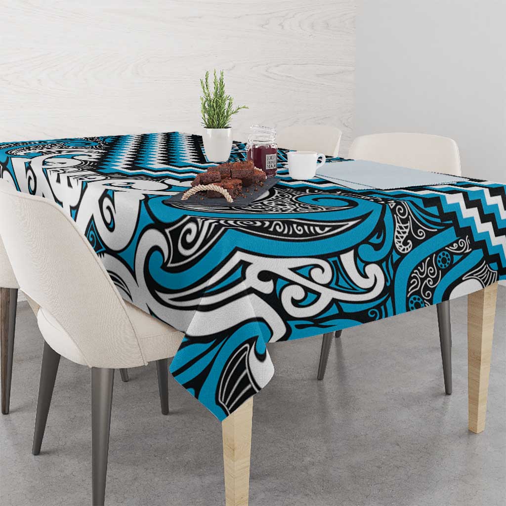 Maori Tukutuku Taniko Motifs Tablecloth Turquoise Poutama Mix Kowhaiwhai LT7 - Polynesian Pride