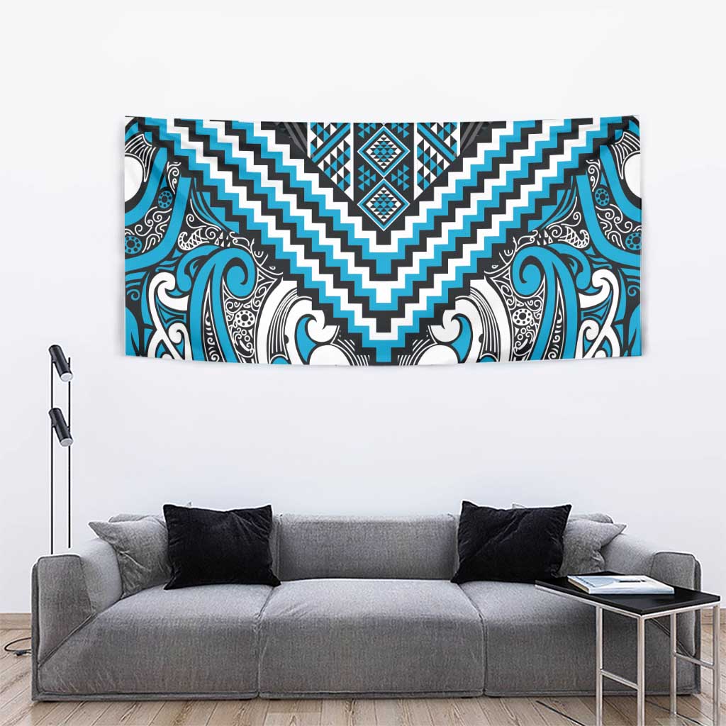 Maori Tukutuku Taniko Motifs Tapestry Turquoise Poutama Mix Kowhaiwhai
