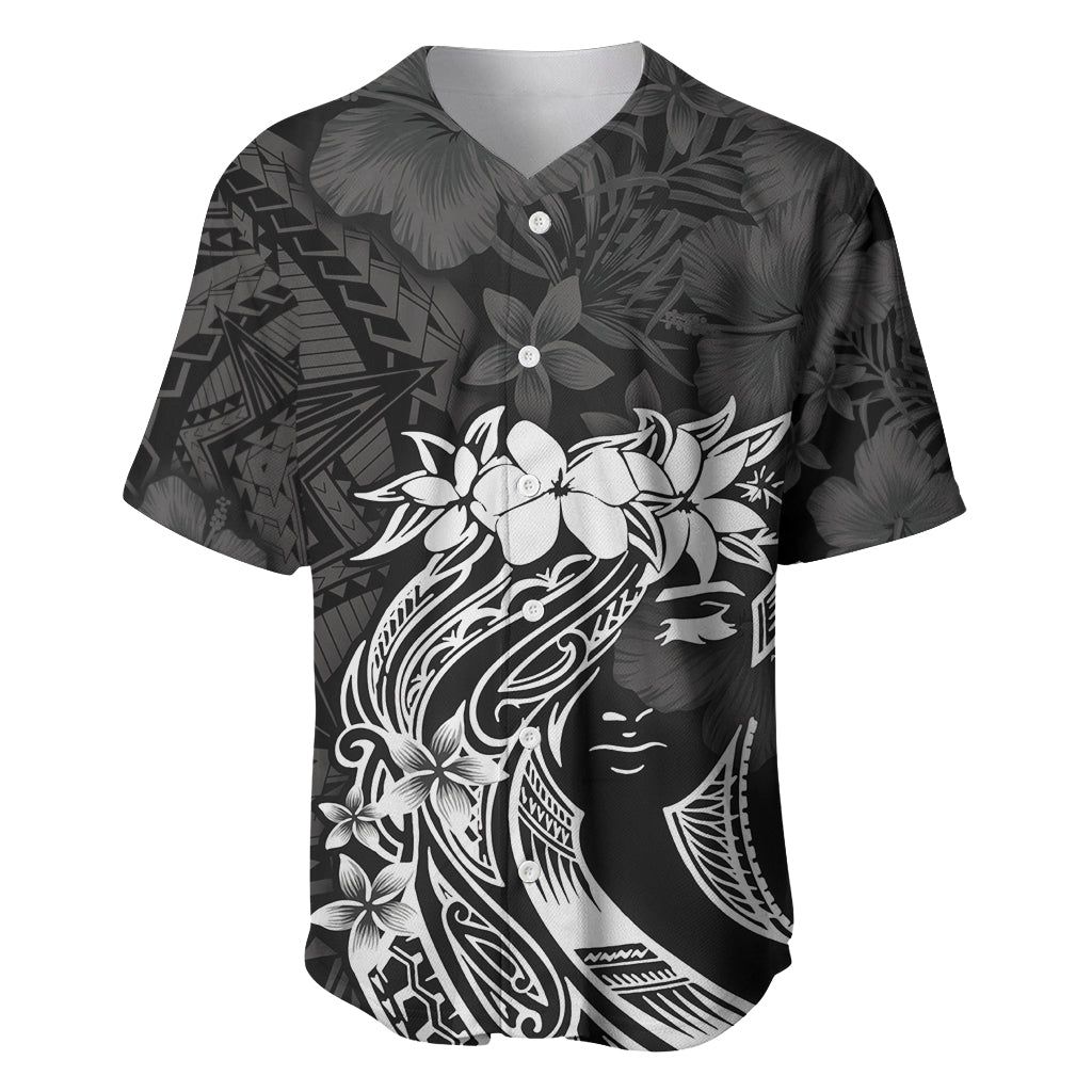 Polynesian Women's Day Baseball Jersey Plumeria Passion - Black LT7 Black - Polynesian Pride