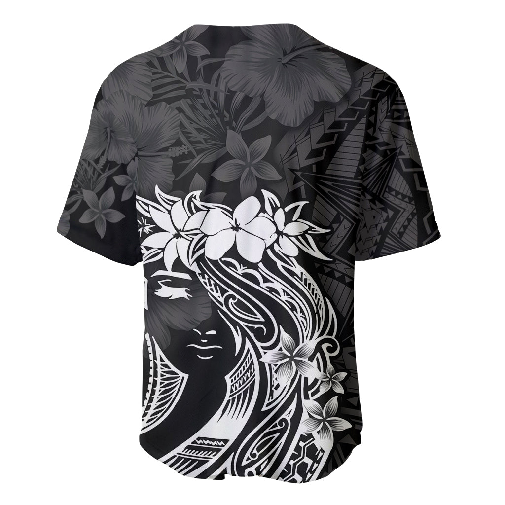 Polynesian Women's Day Baseball Jersey Plumeria Passion - Black LT7 - Polynesian Pride