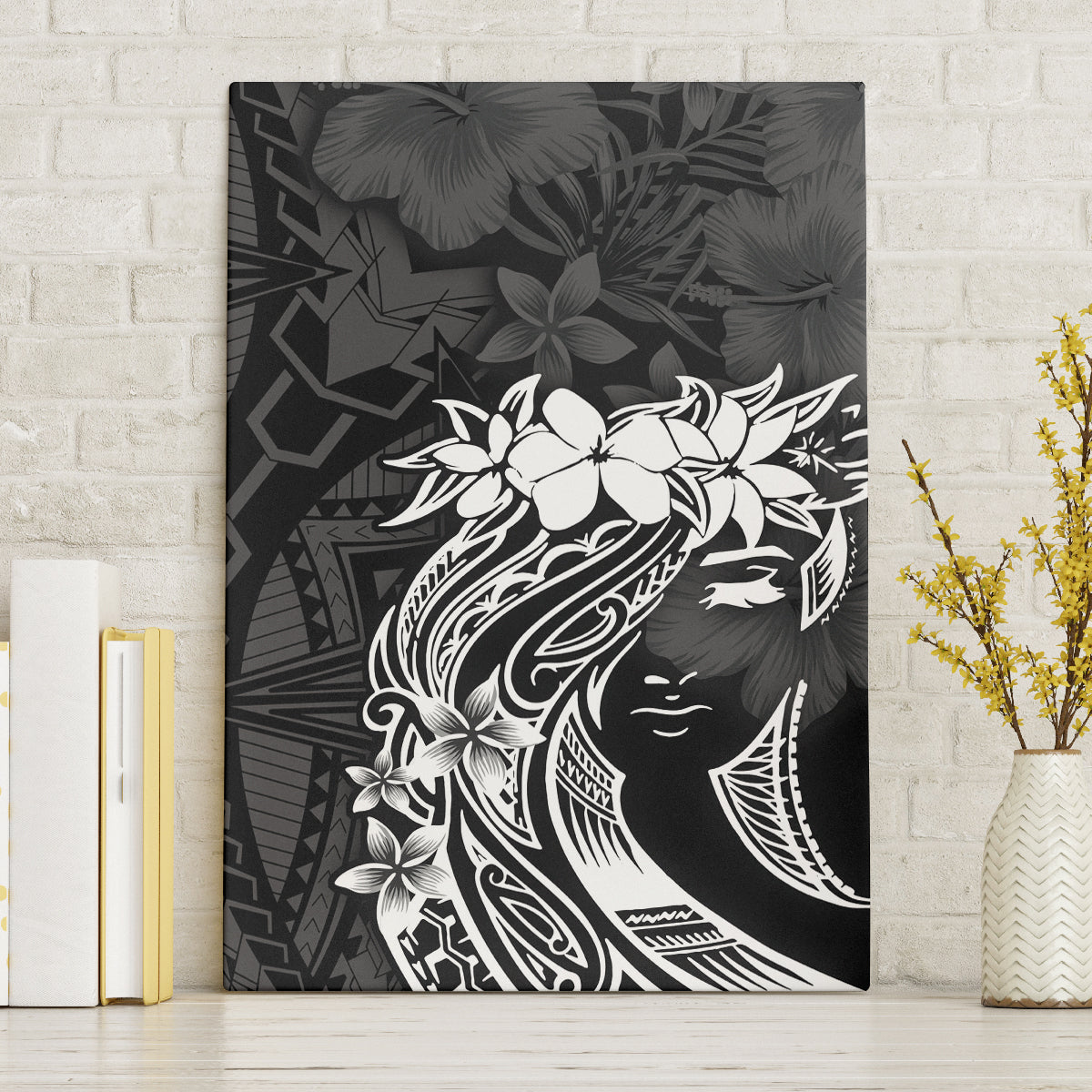 Polynesian Women's Day Canvas Wall Art Plumeria Passion - Black LT7 Black - Polynesian Pride