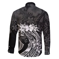 Polynesian Women's Day Family Matching Off Shoulder Long Sleeve Dress and Hawaiian Shirt Plumeria Passion - Black LT7 - Polynesian Pride
