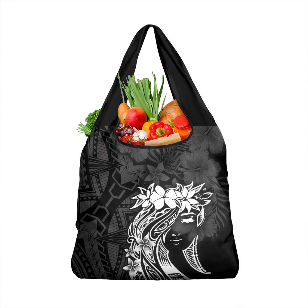 Polynesian Women's Day Grocery Bag Plumeria Passion - Black LT7 1-pack One Size Black - Polynesian Pride