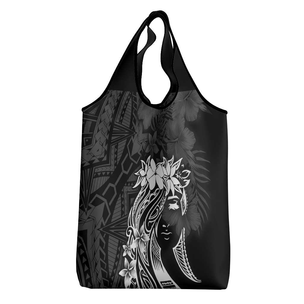 Polynesian Women's Day Grocery Bag Plumeria Passion - Black LT7 - Polynesian Pride