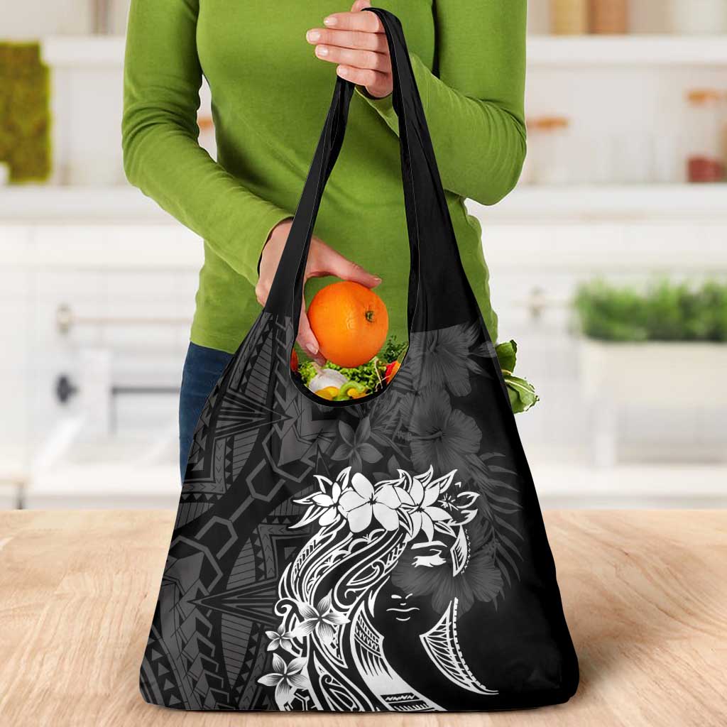 Polynesian Women's Day Grocery Bag Plumeria Passion - Black LT7 - Polynesian Pride