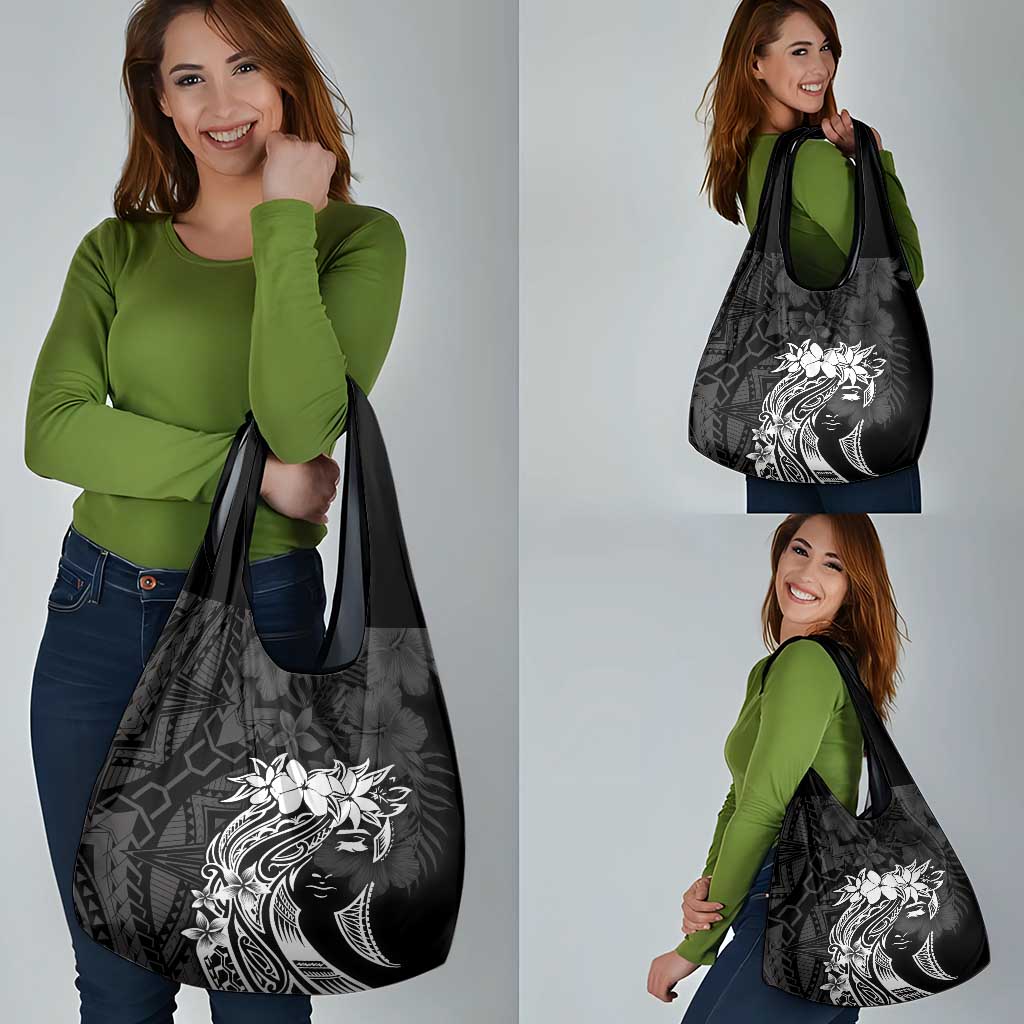 Polynesian Women's Day Grocery Bag Plumeria Passion - Black LT7 - Polynesian Pride