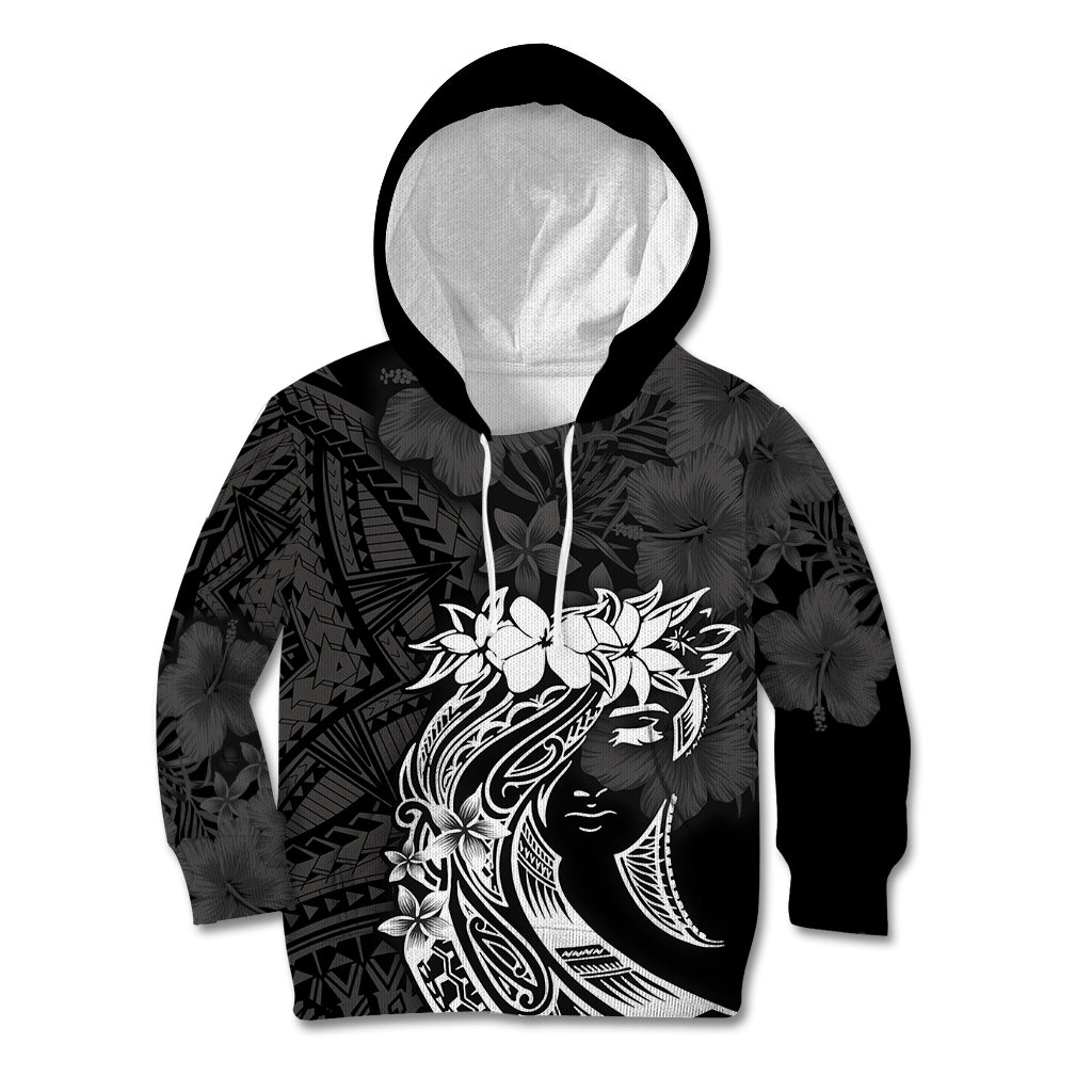 Polynesian Women's Day Kid Hoodie Plumeria Passion - Black LT7 Hoodie Black - Polynesian Pride