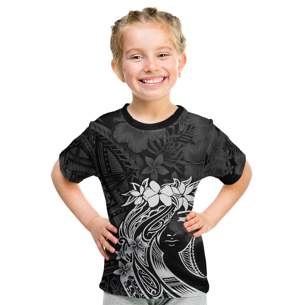 Polynesian Women's Day Kid T Shirt Plumeria Passion - Black LT7 Black - Polynesian Pride