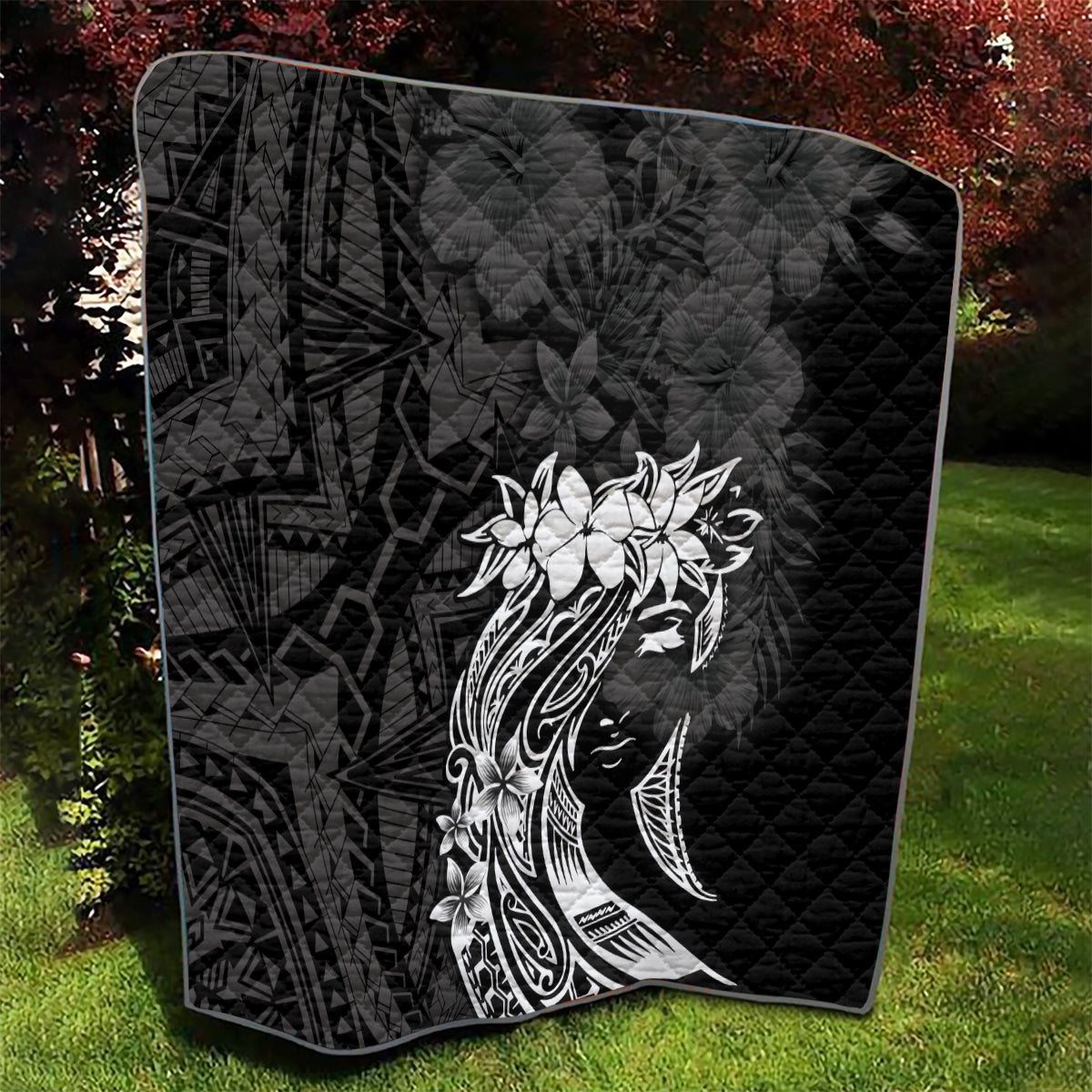 Polynesian Women's Day Quilt Plumeria Passion - Black LT7 - Polynesian Pride