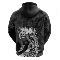 Polynesian Women's Day Zip Hoodie Plumeria Passion - Black LT7 - Polynesian Pride