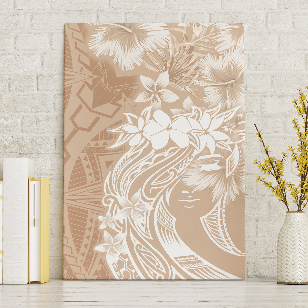 Polynesian Women's Day Canvas Wall Art Plumeria Passion - Beige LT7 Beige - Polynesian Pride