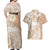 Polynesian Women's Day Couples Matching Off Shoulder Maxi Dress and Hawaiian Shirt Plumeria Passion - Beige LT7 - Polynesian Pride