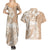 Polynesian Women's Day Couples Matching Summer Maxi Dress and Hawaiian Shirt Plumeria Passion - Beige LT7 - Polynesian Pride