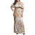 Polynesian Women's Day Family Matching Off Shoulder Maxi Dress and Hawaiian Shirt Plumeria Passion - Beige LT7 Mom's Dress Beige - Polynesian Pride