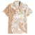 Polynesian Women's Day Family Matching Off Shoulder Short Dress and Hawaiian Shirt Plumeria Passion - Beige LT7 Dad's Shirt - Short Sleeve Beige - Polynesian Pride