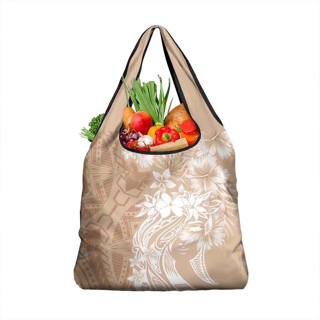 Polynesian Women's Day Grocery Bag Plumeria Passion - Beige LT7 1-pack One Size Beige - Polynesian Pride