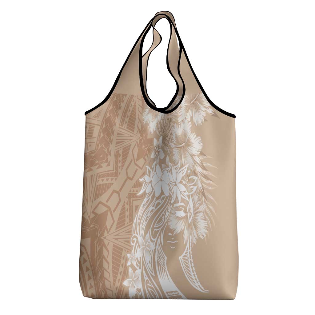 Polynesian Women's Day Grocery Bag Plumeria Passion - Beige LT7 - Polynesian Pride