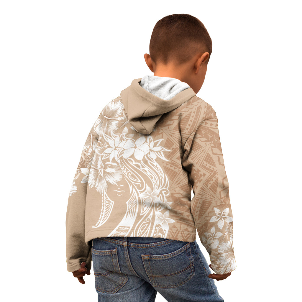 Polynesian Women's Day Kid Hoodie Plumeria Passion - Beige LT7 - Polynesian Pride