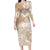 Polynesian Women's Day Long Sleeve Bodycon Dress Plumeria Passion - Beige LT7 Long Dress Beige - Polynesian Pride