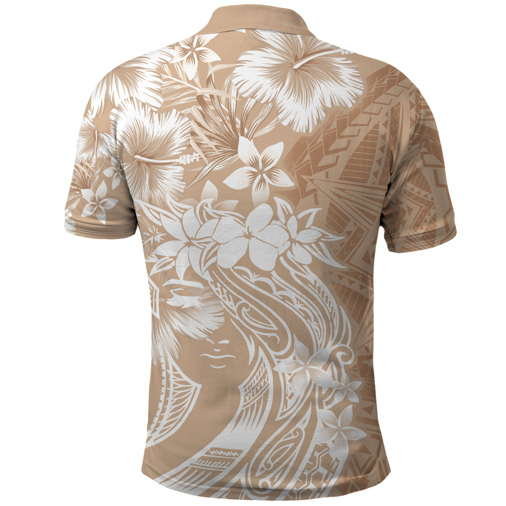 Polynesian Women's Day Polo Shirt Plumeria Passion - Beige LT7 - Polynesian Pride