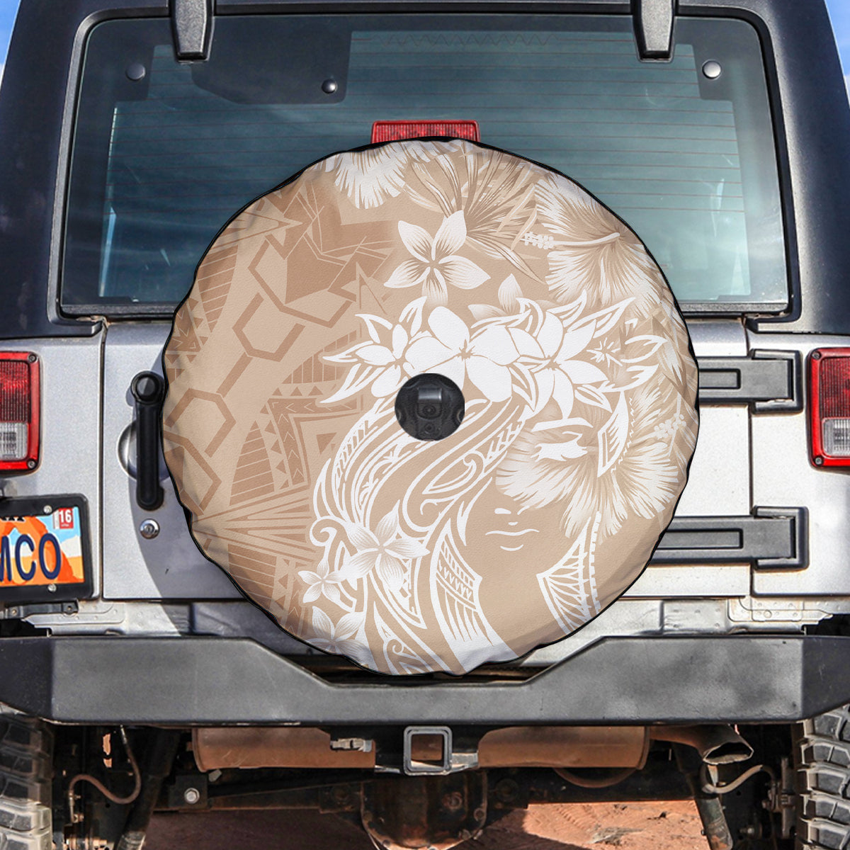 Polynesian Women's Day Spare Tire Cover Plumeria Passion - Beige LT7 Beige - Polynesian Pride