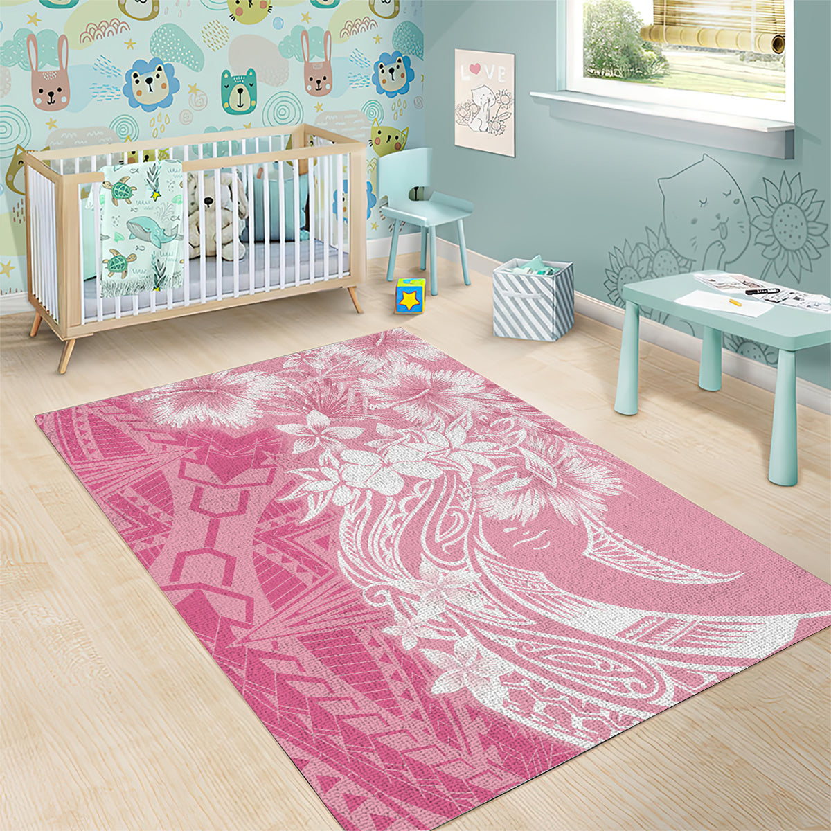 Polynesian Women's Day Area Rug Plumeria Passion - Pink LT7 - Polynesian Pride