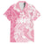 Polynesian Women's Day Family Matching Off Shoulder Short Dress and Hawaiian Shirt Plumeria Passion - Pink LT7 Dad's Shirt - Short Sleeve Pink - Polynesian Pride