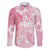 Polynesian Women's Day Family Matching Puletasi and Hawaiian Shirt Plumeria Passion - Pink LT7 Dad's Shirt - Long Sleeve Pink - Polynesian Pride