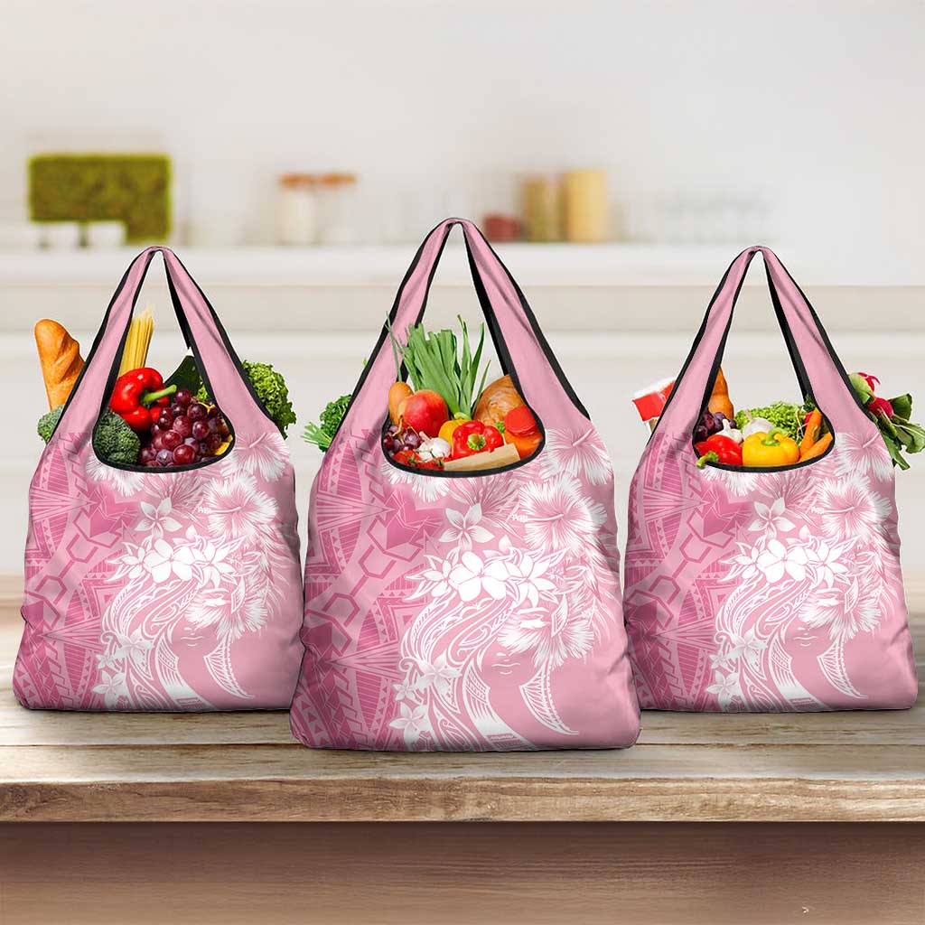 Polynesian Women's Day Grocery Bag Plumeria Passion - Pink LT7 3-pack One Size Pink - Polynesian Pride