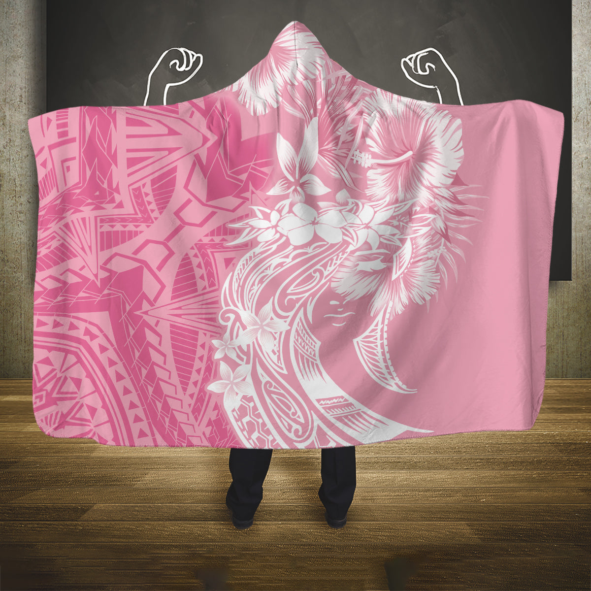 Polynesian Women's Day Hooded Blanket Plumeria Passion - Pink LT7 One Size Pink - Polynesian Pride