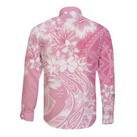 Polynesian Women's Day Long Sleeve Button Shirt Plumeria Passion - Pink LT7 - Polynesian Pride