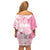 Polynesian Women's Day Off Shoulder Short Dress Plumeria Passion - Pink LT7 - Polynesian Pride