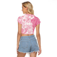 Polynesian Women's Day Raglan Cropped T Shirt Plumeria Passion - Pink LT7 - Polynesian Pride
