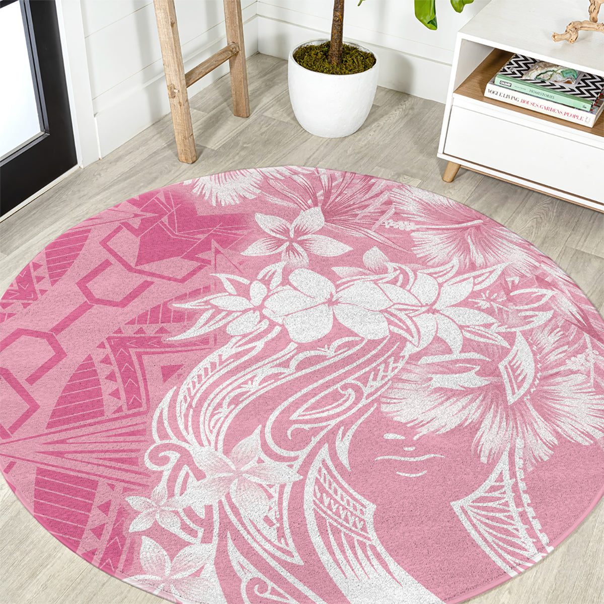 Polynesian Women's Day Round Carpet Plumeria Passion - Pink LT7 Pink - Polynesian Pride