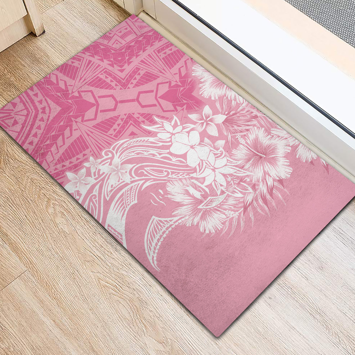 Polynesian Women's Day Rubber Doormat Plumeria Passion - Pink LT7 - Polynesian Pride