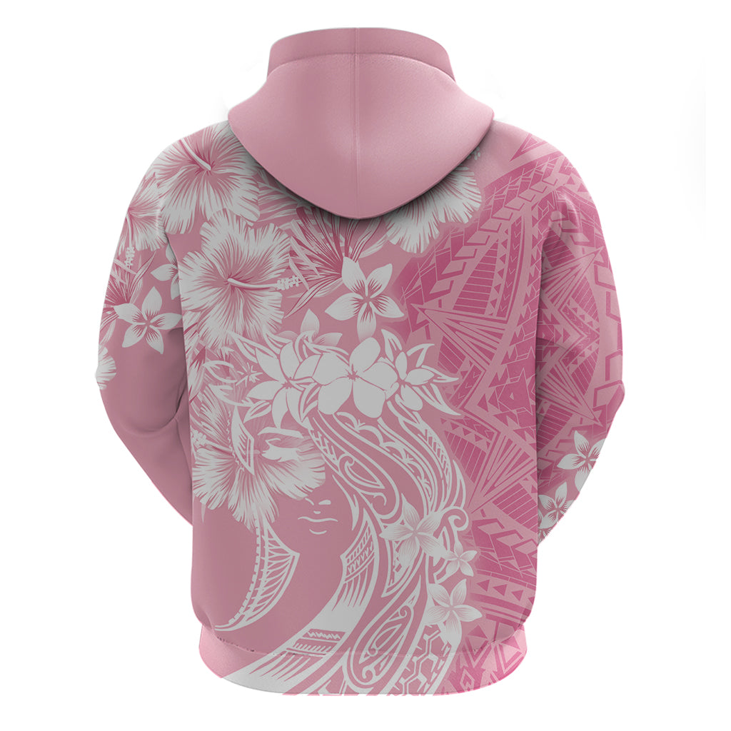 Polynesian Women's Day Zip Hoodie Plumeria Passion - Pink LT7 - Polynesian Pride