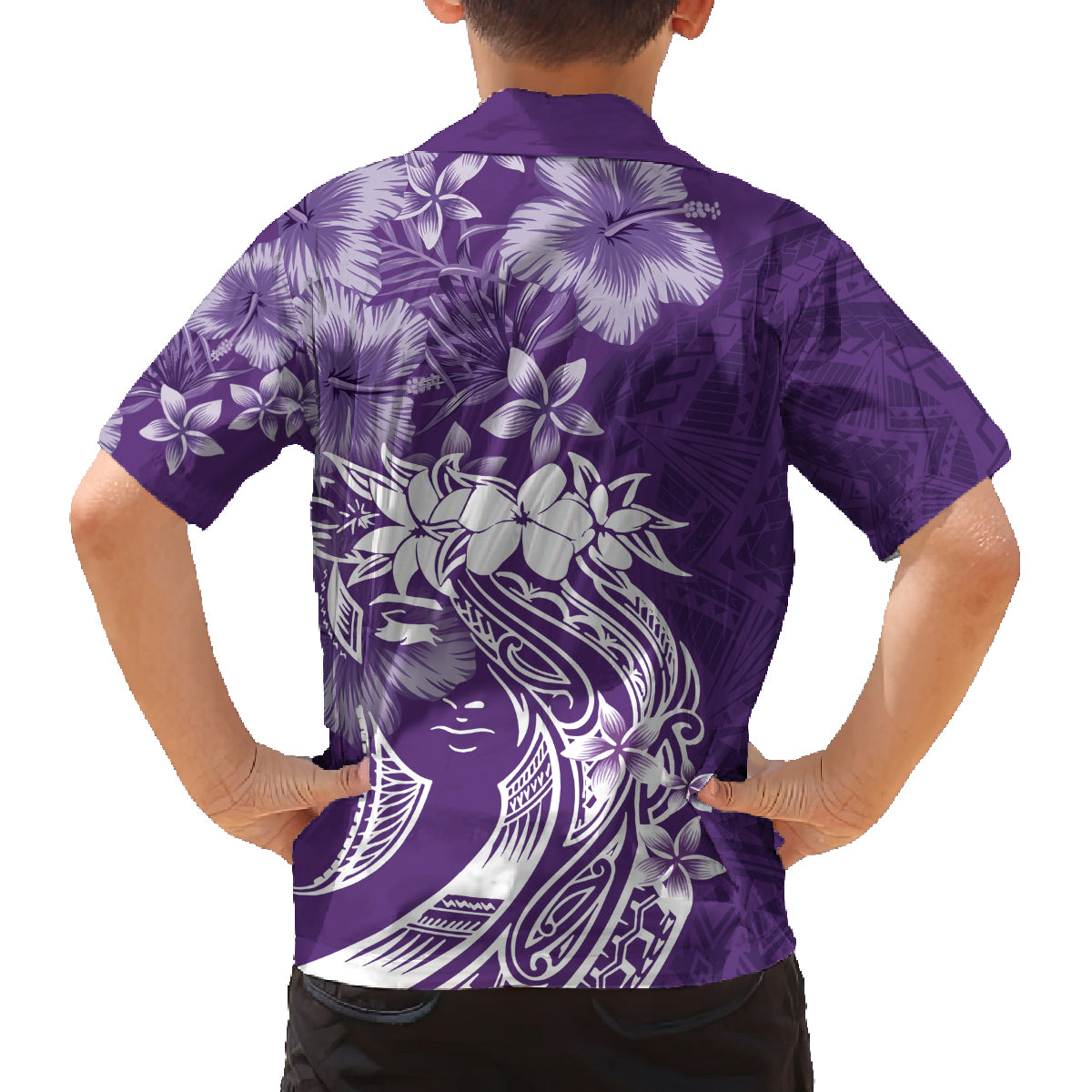 Polynesian Women's Day Family Matching Off Shoulder Long Sleeve Dress and Hawaiian Shirt Plumeria Passion - Purple LT7 - Polynesian Pride