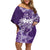 Polynesian Women's Day Family Matching Off Shoulder Short Dress and Hawaiian Shirt Plumeria Passion - Purple LT7 Mom's Dress Purple - Polynesian Pride