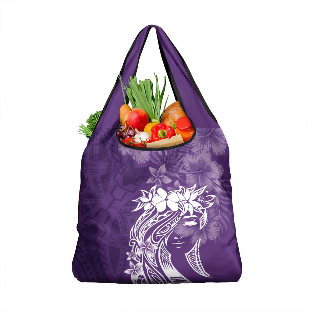 Polynesian Women's Day Grocery Bag Plumeria Passion - Purple LT7 1-pack One Size Purple - Polynesian Pride