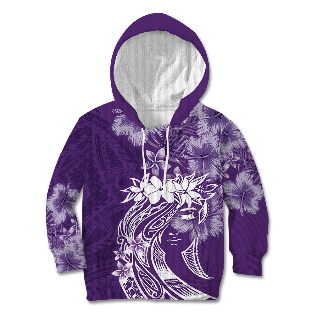 Polynesian Women's Day Kid Hoodie Plumeria Passion - Purple LT7 Hoodie Purple - Polynesian Pride