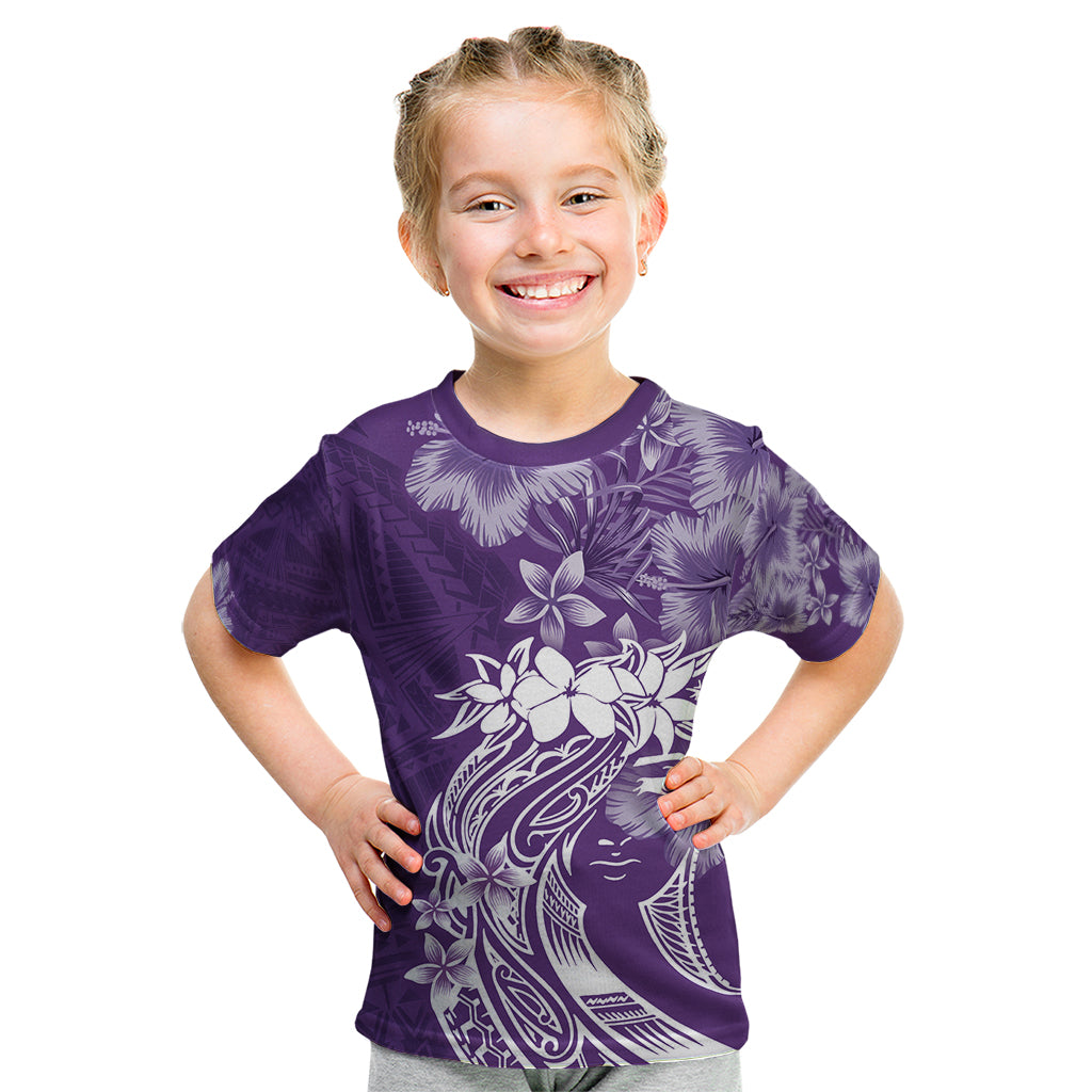 Polynesian Women's Day Kid T Shirt Plumeria Passion - Purple LT7 Purple - Polynesian Pride