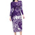 Polynesian Women's Day Long Sleeve Bodycon Dress Plumeria Passion - Purple LT7 Long Dress Purple - Polynesian Pride