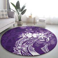 Polynesian Women's Day Round Carpet Plumeria Passion - Purple LT7 - Polynesian Pride