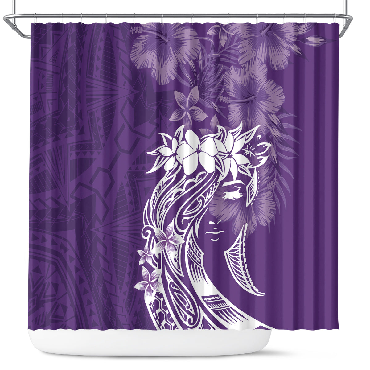 Polynesian Women's Day Shower Curtain Plumeria Passion - Purple LT7 Purple - Polynesian Pride