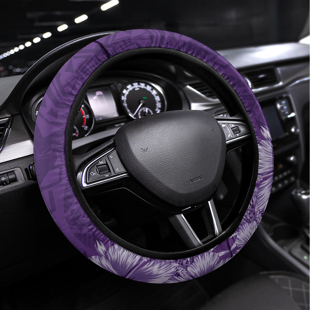 Polynesian Women's Day Steering Wheel Cover Plumeria Passion - Purple LT7 Universal Fit Purple - Polynesian Pride